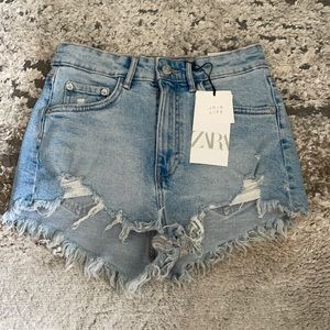 zara high rise shorts